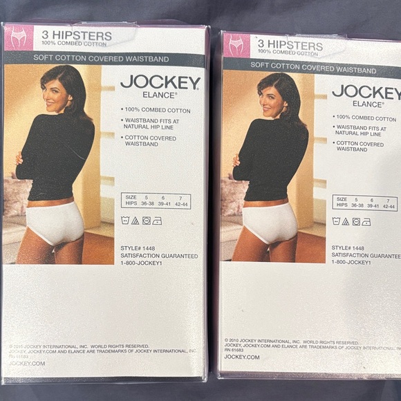 Jockey Elance Hipsters 3-Pack: pack 1:peach, pink, white. Pack2: grays, black - Picture 2 of 4